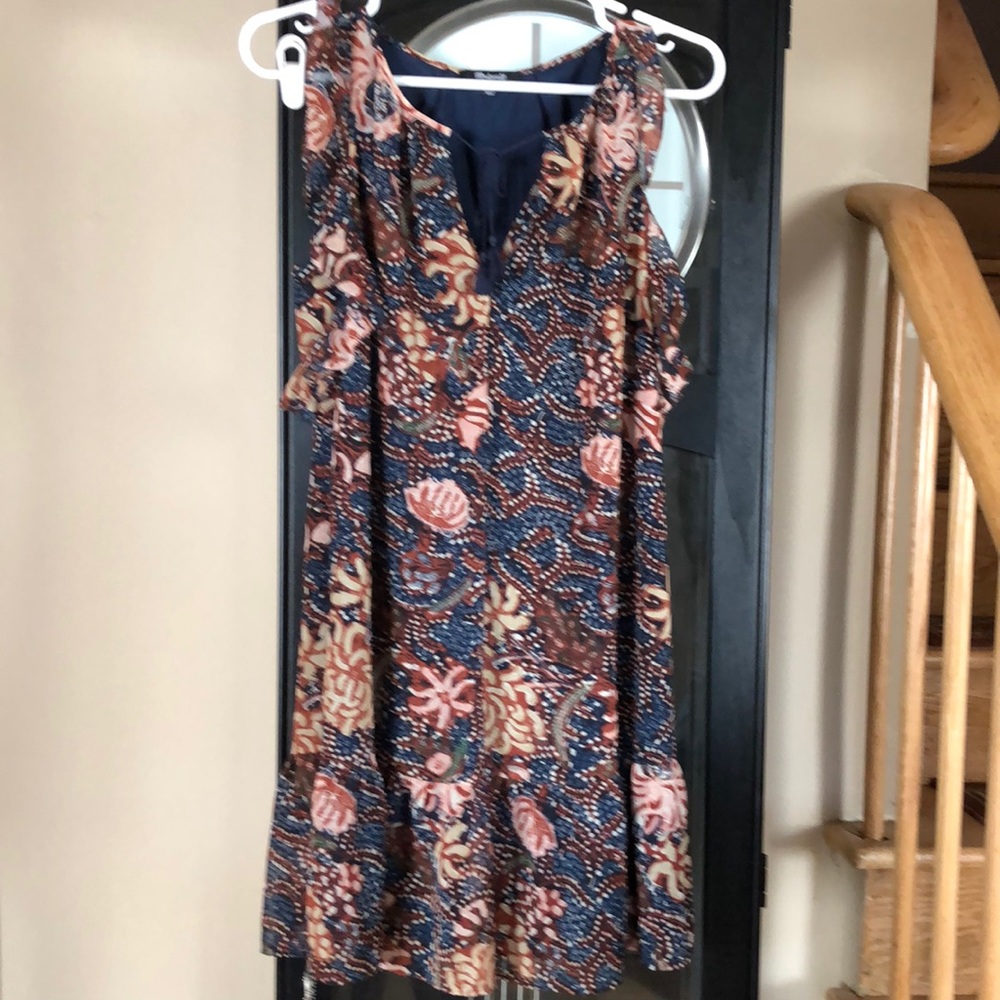 Madewell Women's Blue Lily Ruffle Dress In Sea Floral XS